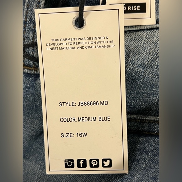 Judy Blue Mid Rise Bootcut Jeans Women's 16W Plaid Patch Adult New - Picture 12 of 14